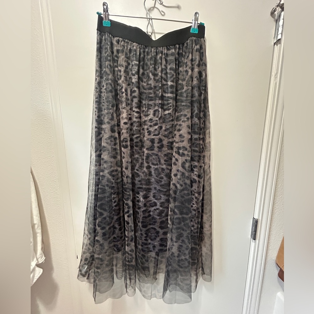 Leopard Print Chiffon Skirt